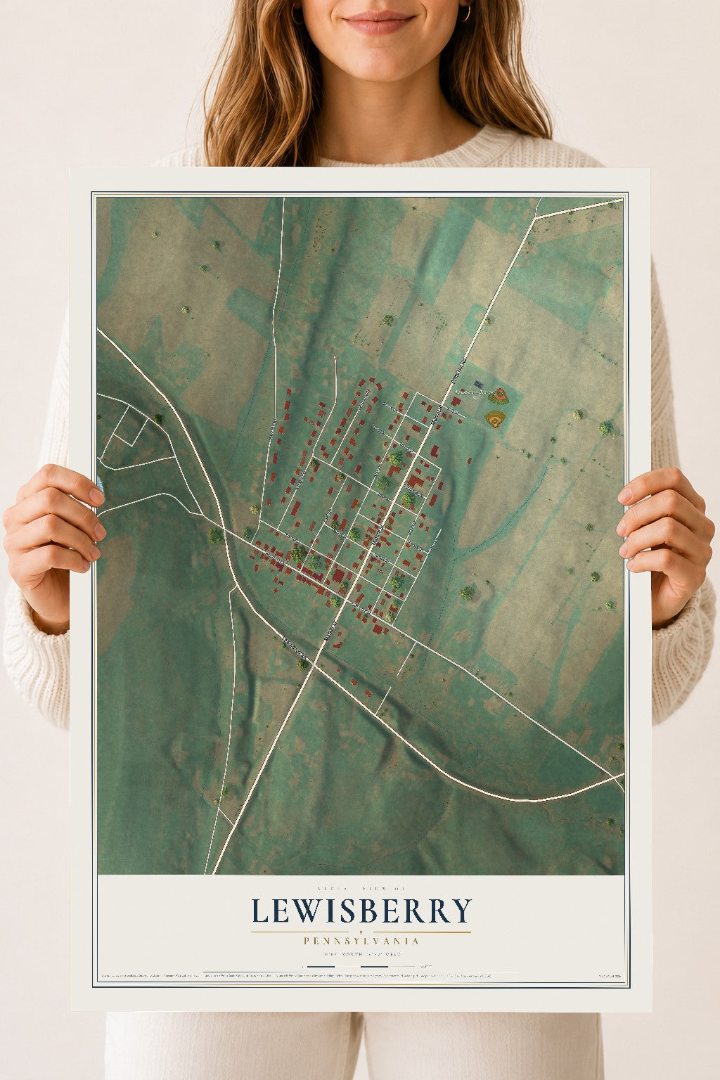 Map of Lewisberry, Pennsylvania, 18 x 24 inch unframed archival matte print