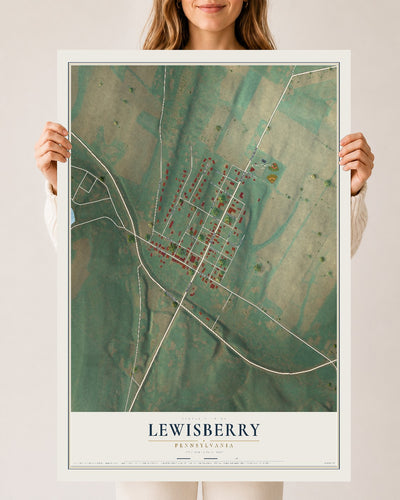 Map of Lewisberry, Pennsylvania, 24 x 36 inch unframed archival matte print