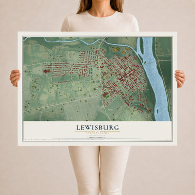 Map of Lewisburg, Pennsylvania, 24 x 36 inch unframed archival matte print