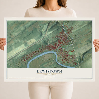Map of Lewistown, Pennsylvania, 18 x 24 inch unframed archival matte print