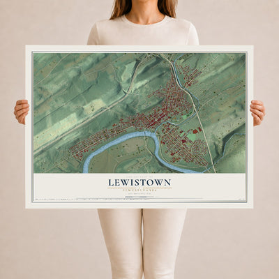 Map of Lewistown, Pennsylvania, 24 x 36 inch unframed archival matte print