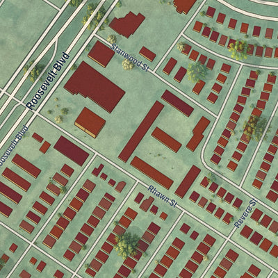 Close-up of the map of Lexington Park, Pennsylvania print showing street and building detail