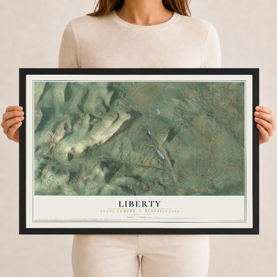 Map of Liberty, Adams County, Pennsylvania, 12 x 18 inch print in a black wood frame