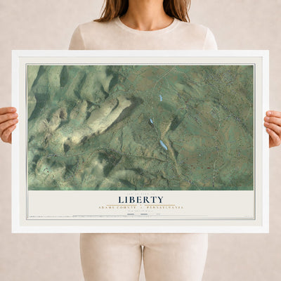 Map of Liberty, Adams County, Pennsylvania, 18 x 24 inch print in a white wood frame