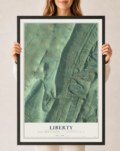 Map of Liberty, Bedford County, Pennsylvania, 24 x 36 inch print in a black wood frame