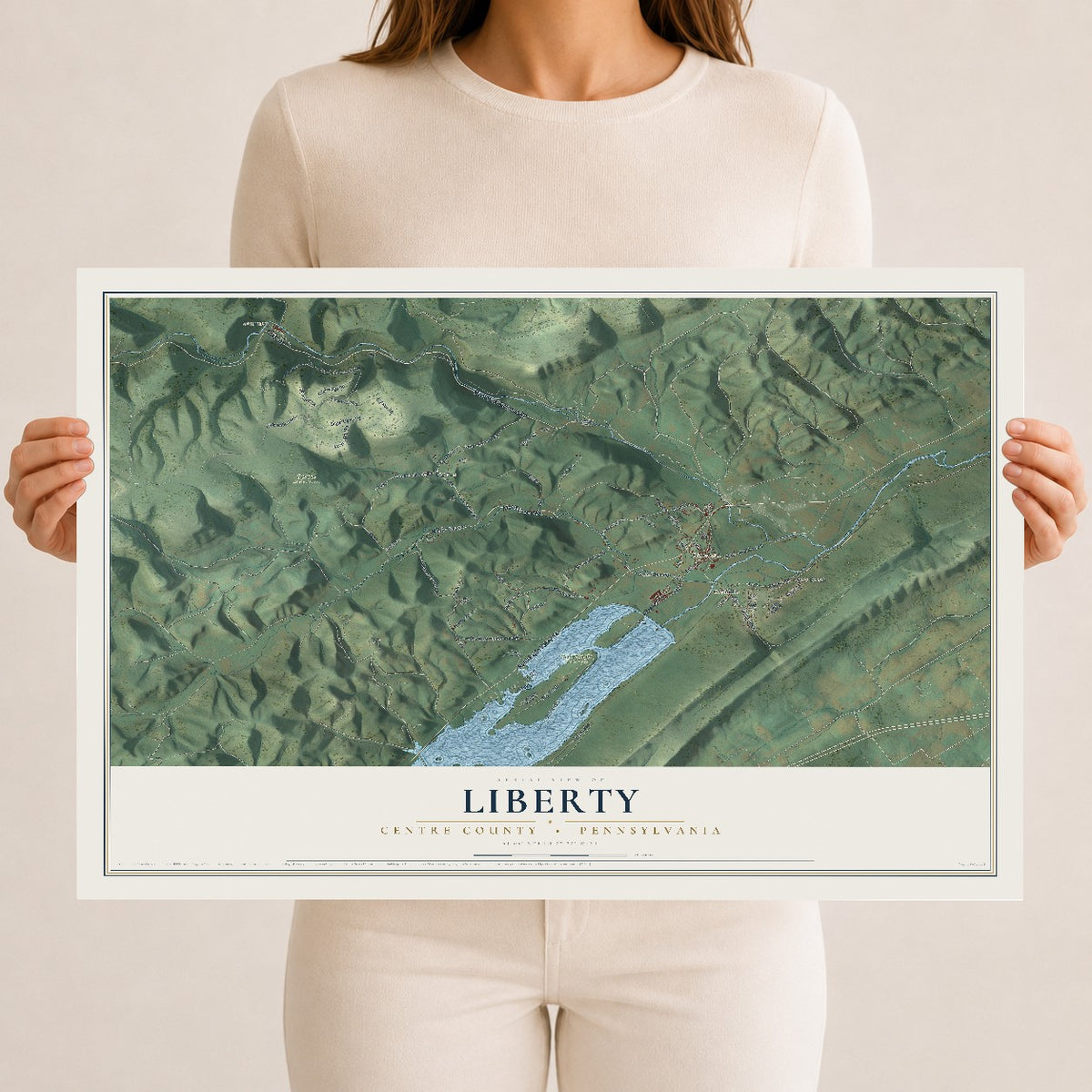 Map of Liberty, Centre County, Pennsylvania, 12 x 18 inch unframed archival matte print