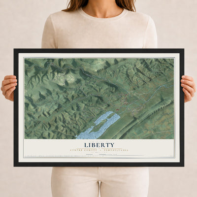 Map of Liberty, Centre County, Pennsylvania, 12 x 18 inch print in a black wood frame