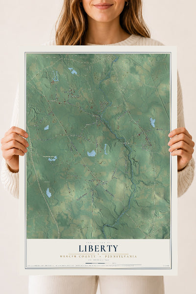 Map of Liberty, Mercer County, Pennsylvania, 18 x 24 inch unframed archival matte print