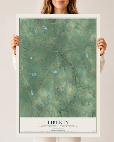 Map of Liberty, Mercer County, Pennsylvania, 24 x 36 inch unframed archival matte print
