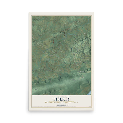 Map of Liberty, Montour County, Pennsylvania, 12 x 18 inch unframed archival matte print