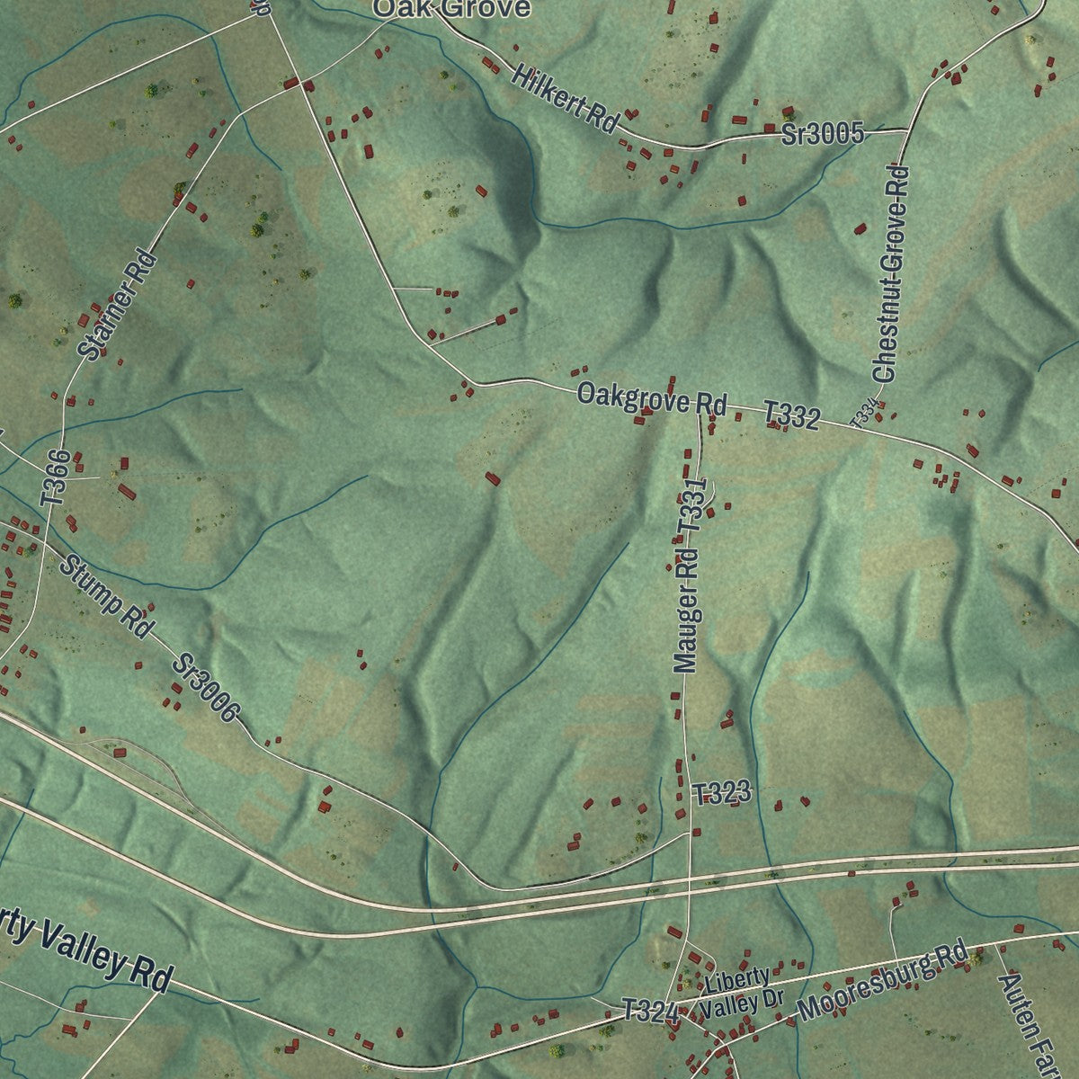 Close-up of the map of Liberty, Montour County, Pennsylvania print showing street and building detail
