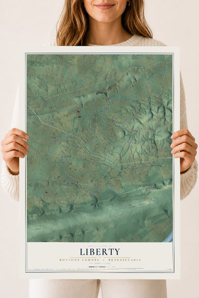 Map of Liberty, Montour County, Pennsylvania, 18 x 24 inch unframed archival matte print