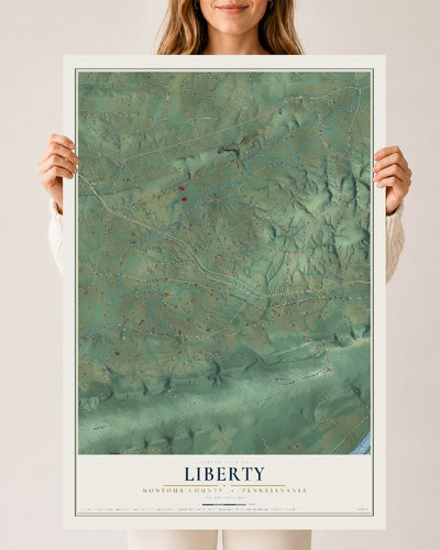 Map of Liberty, Montour County, Pennsylvania, 24 x 36 inch unframed archival matte print