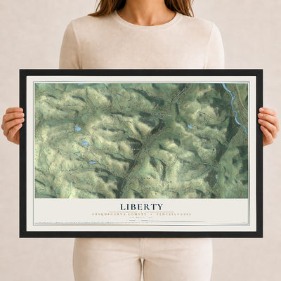 Map of Liberty, Susquehanna County, Pennsylvania, 12 x 18 inch print in a black wood frame