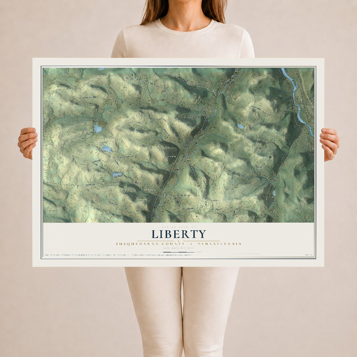 Map of Liberty, Susquehanna County, Pennsylvania, 24 x 36 inch unframed archival matte print