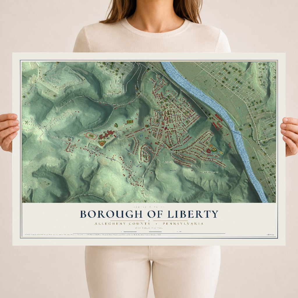 Map of the Borough of Liberty, Allegheny County, Pennsylvania, 18 x 24 inch unframed archival matte print