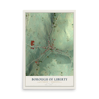 Map of the Borough of Liberty, Tioga County, Pennsylvania, 12 x 18 inch unframed archival matte print