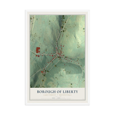 Map of the Borough of Liberty, Tioga County, Pennsylvania, 12 x 18 inch print in a white wood frame