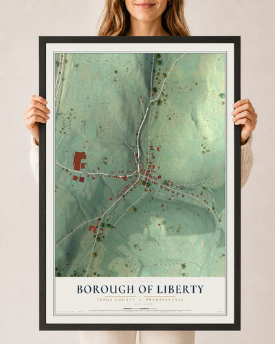 Map of the Borough of Liberty, Tioga County, Pennsylvania, 24 x 36 inch print in a black wood frame
