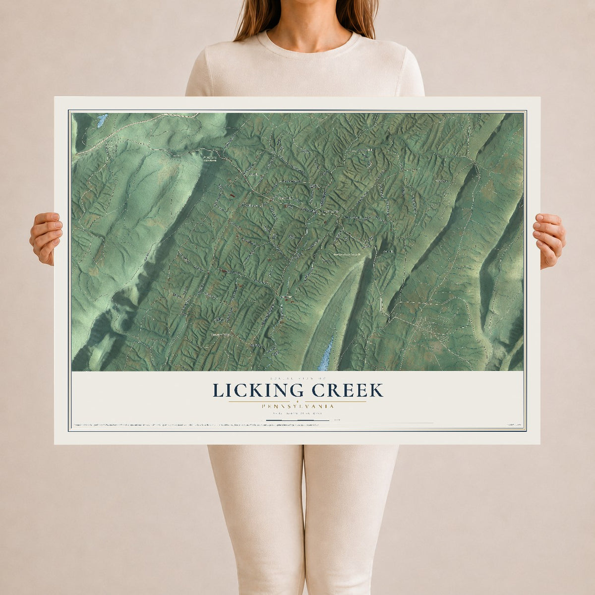 Map of Licking Creek, Pennsylvania, 24 x 36 inch unframed archival matte print