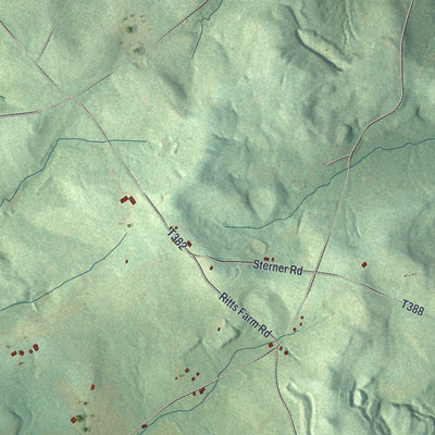 Second close-up of the map of Licking, Pennsylvania print showing more streets and buildings