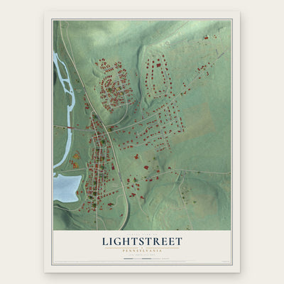 Lightstreet, Pennsylvania map print, the full design