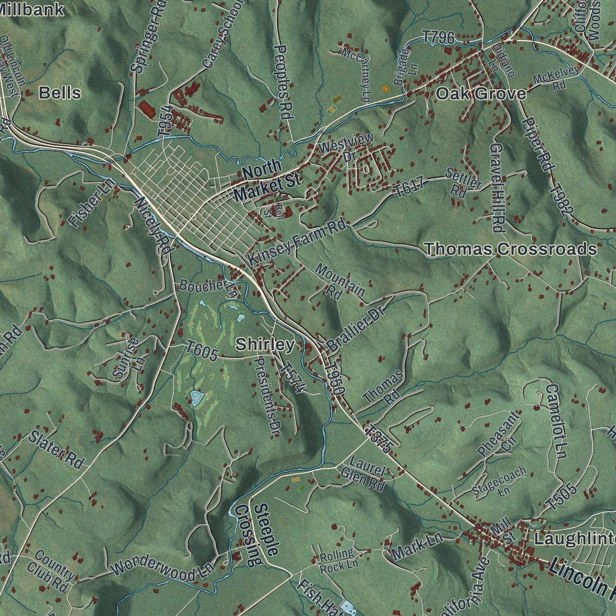 Close-up of the map of Ligonier, Westmoreland County, Pennsylvania print showing street and building detail
