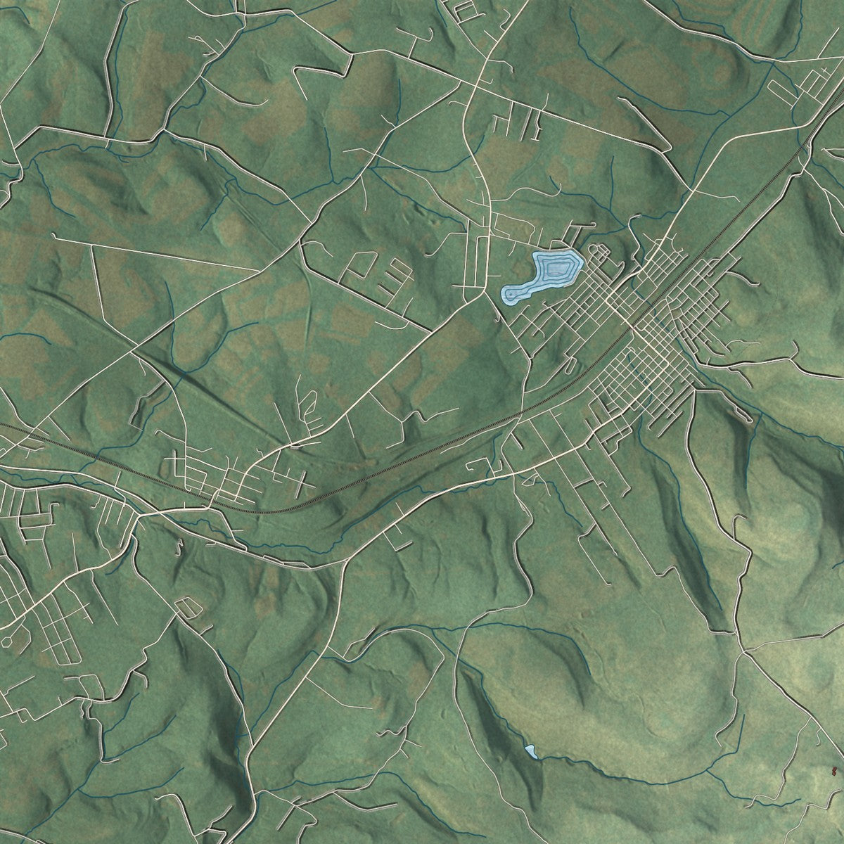 Second close-up of the map of Ligonier, Westmoreland County, Pennsylvania print showing more streets and buildings