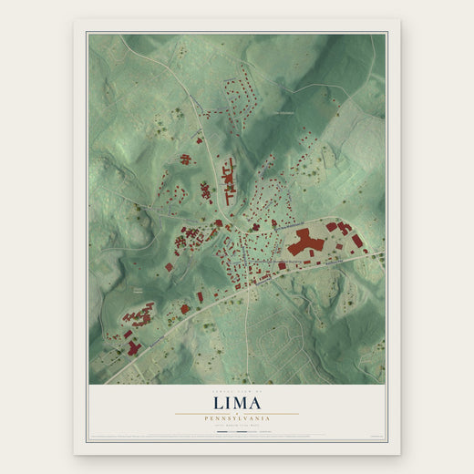 Lima, Pennsylvania map print, the full design