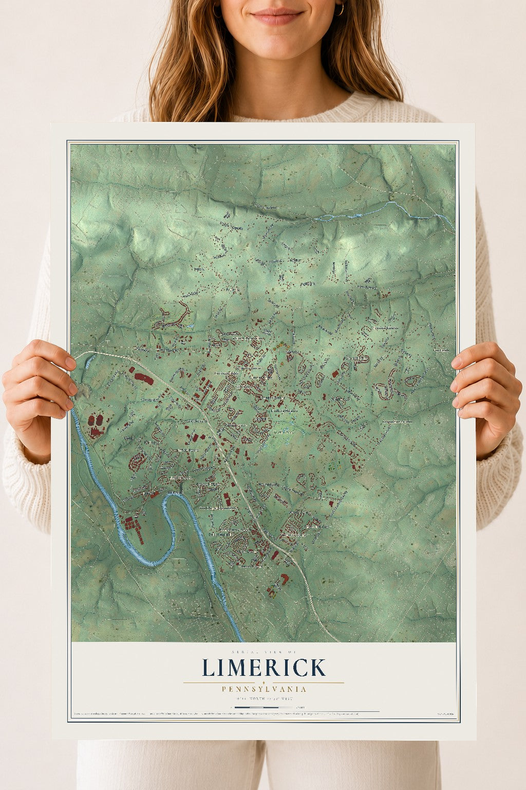 Map of Limerick, Pennsylvania, 18 x 24 inch unframed archival matte print