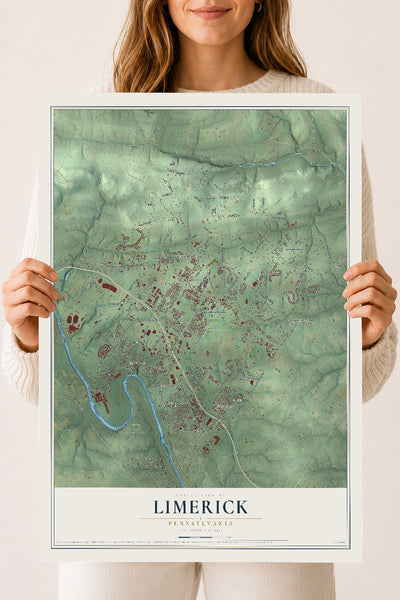 Map of Limerick, Pennsylvania, 18 x 24 inch unframed archival matte print