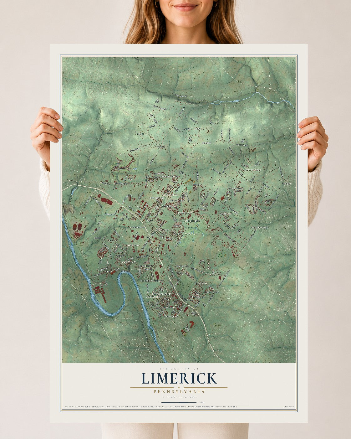 Map of Limerick, Pennsylvania, 24 x 36 inch unframed archival matte print