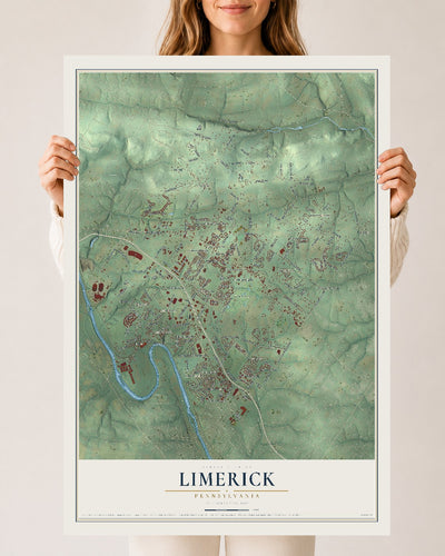 Map of Limerick, Pennsylvania, 24 x 36 inch unframed archival matte print