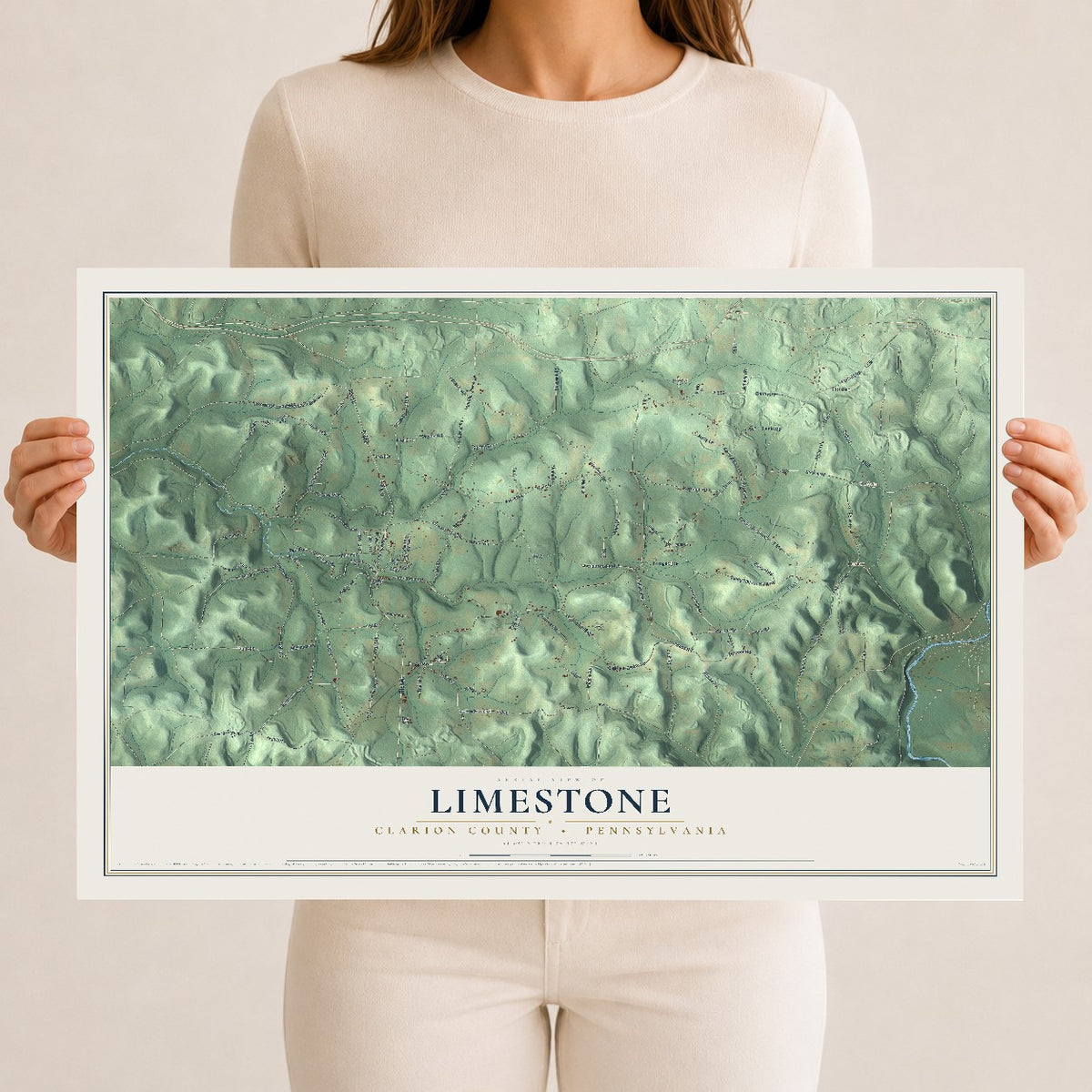 Map of Limestone, Clarion County, Pennsylvania, 12 x 18 inch unframed archival matte print