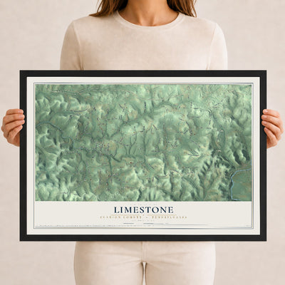 Map of Limestone, Clarion County, Pennsylvania, 12 x 18 inch print in a black wood frame