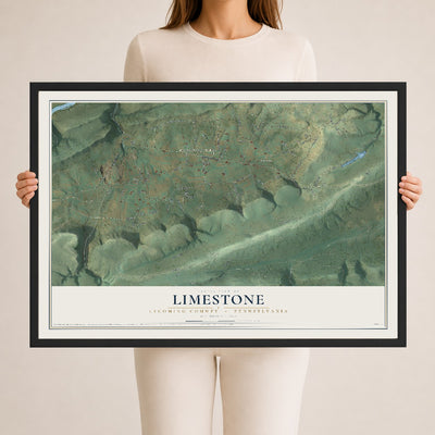 Map of Limestone, Lycoming County, Pennsylvania, 24 x 36 inch print in a black wood frame