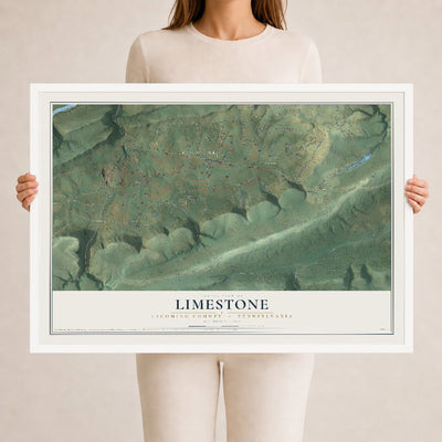Map of Limestone, Lycoming County, Pennsylvania, 24 x 36 inch print in a white wood frame