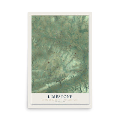 Map of Limestone, Montour County, Pennsylvania, 12 x 18 inch unframed archival matte print