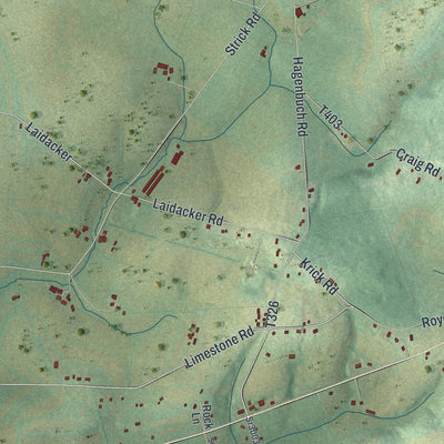 Close-up of the map of Limestone, Montour County, Pennsylvania print showing street and building detail