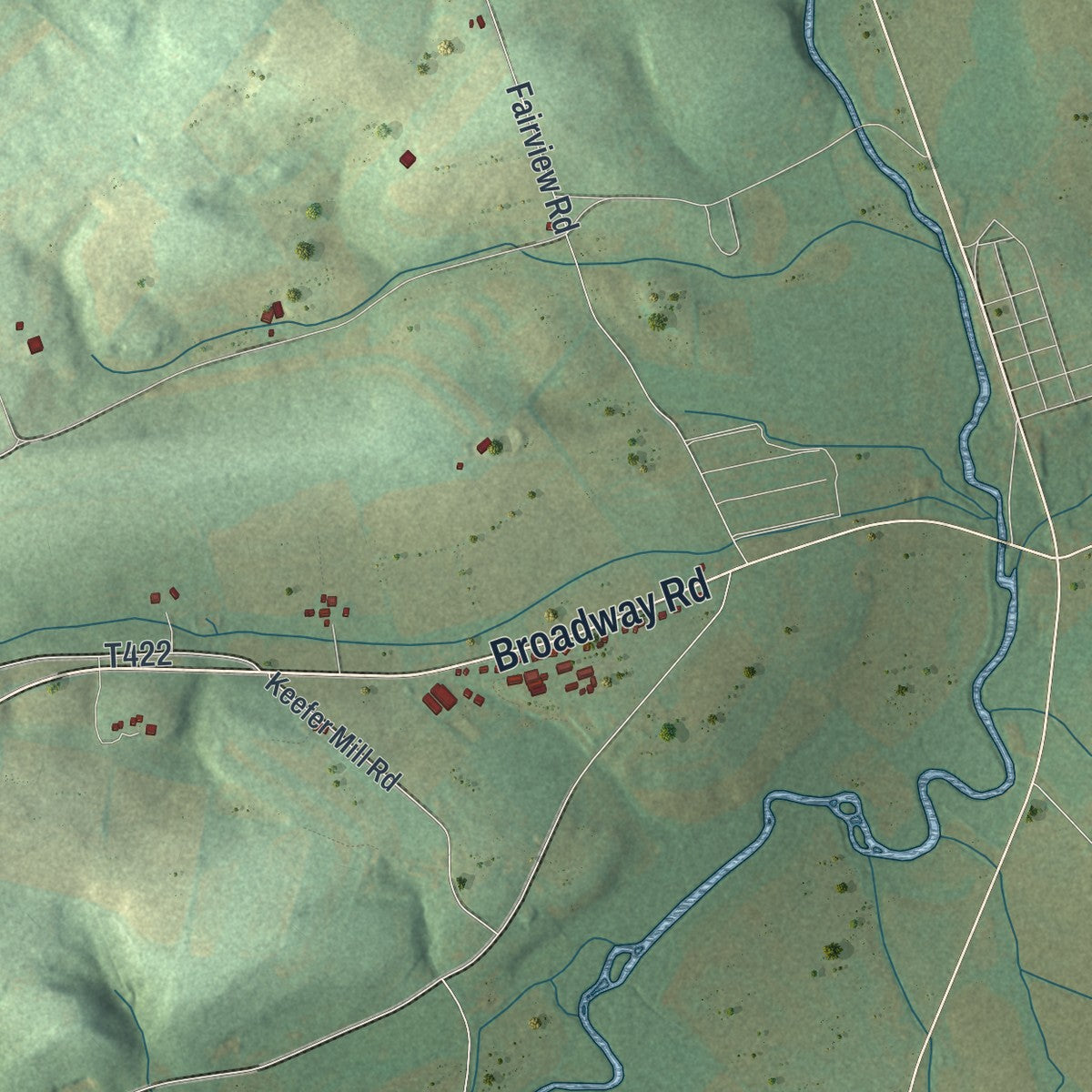 Second close-up of the map of Limestone, Montour County, Pennsylvania print showing more streets and buildings