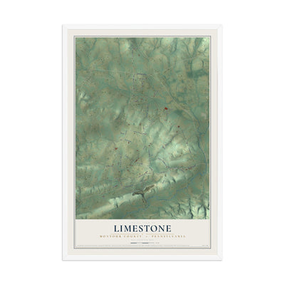 Map of Limestone, Montour County, Pennsylvania, 12 x 18 inch print in a white wood frame