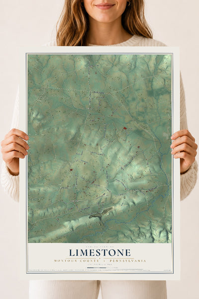 Map of Limestone, Montour County, Pennsylvania, 18 x 24 inch unframed archival matte print