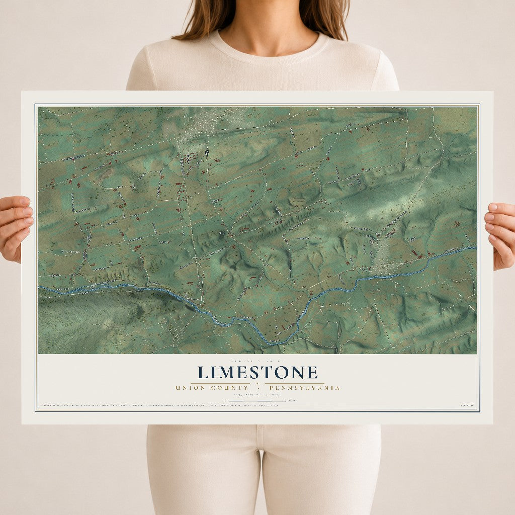 Map of Limestone, Union County, Pennsylvania, 18 x 24 inch unframed archival matte print