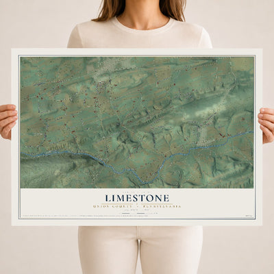 Map of Limestone, Union County, Pennsylvania, 18 x 24 inch unframed archival matte print