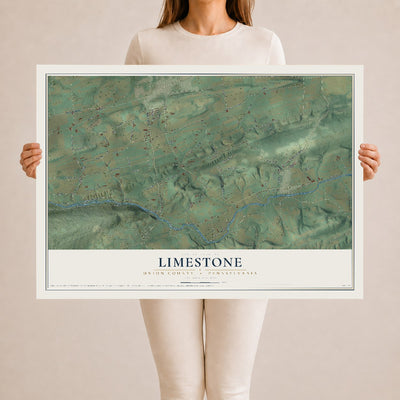 Map of Limestone, Union County, Pennsylvania, 24 x 36 inch unframed archival matte print