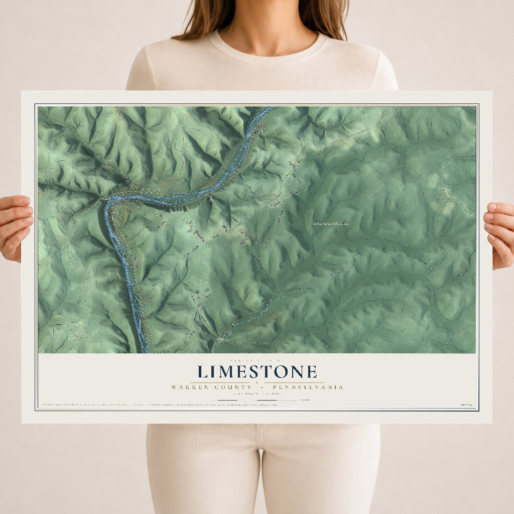 Map of Limestone, Warren County, Pennsylvania, 18 x 24 inch unframed archival matte print