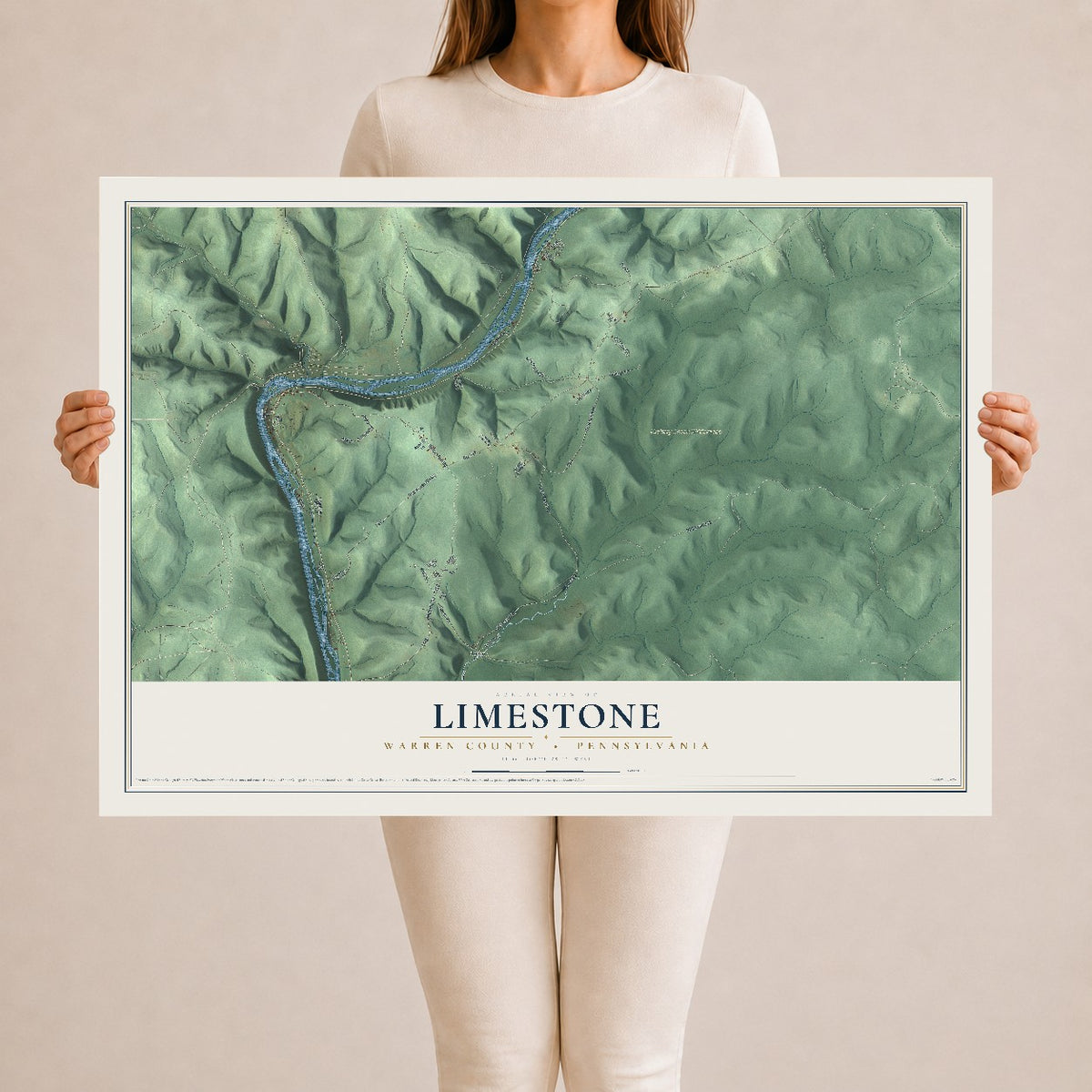 Map of Limestone, Warren County, Pennsylvania, 24 x 36 inch unframed archival matte print
