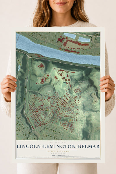 Map of Lincoln-Lemington-Belmar, Pennsylvania, 18 x 24 inch unframed archival matte print