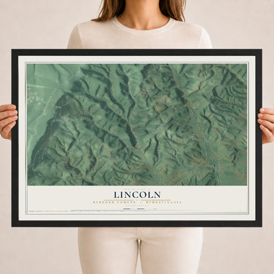 Map of Lincoln, Bedford County, Pennsylvania, 18 x 24 inch print in a black wood frame