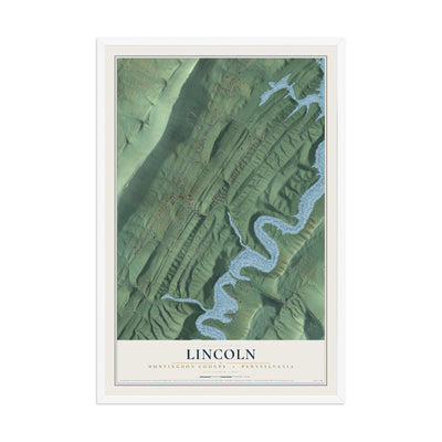 Map of Lincoln, Huntingdon County, Pennsylvania, 12 x 18 inch print in a white wood frame